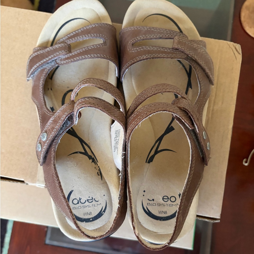 Abeo Brown Leather Sandals gently worn